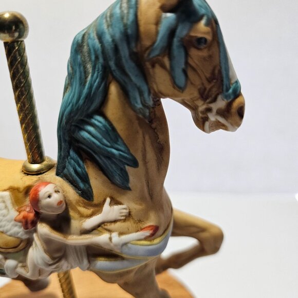 Willitts Musical Carousel Horse with Angel Wood Base Plays Carousel Waltz 60 - Picture 12 of 16